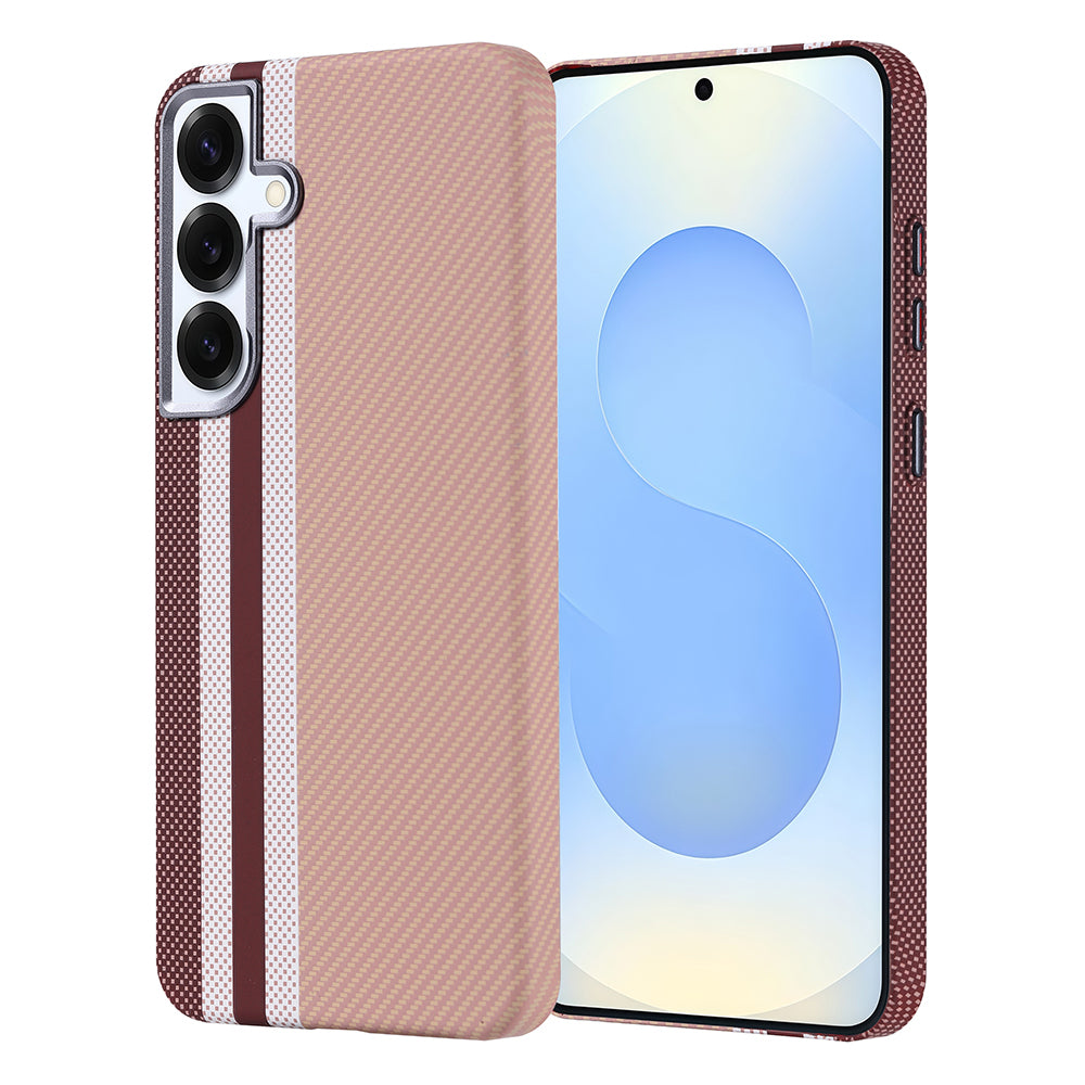 Galaxy S25 Plus Case with M-safe Charging Function Carbon Fiber Look Zore Nekst Cover Gold 