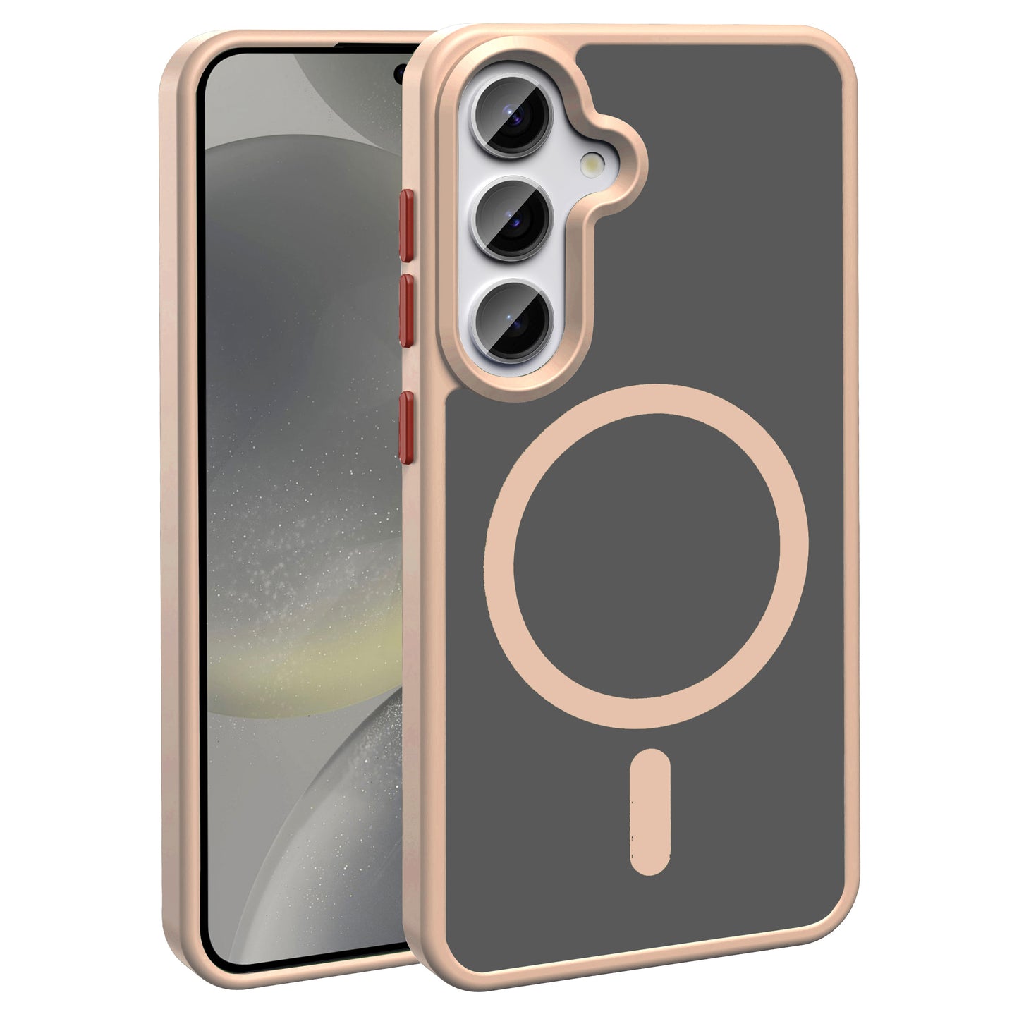 Galaxy S25 Plus Case with M-safe Charging Function Matte Back Surface Zore Sio Cover Rose Gold 