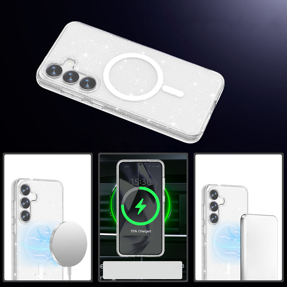 Galaxy S25 Plus Case M-safe Charging Feature Shining Glitter Transparent Colorful Zore Allstar Cover Transparent