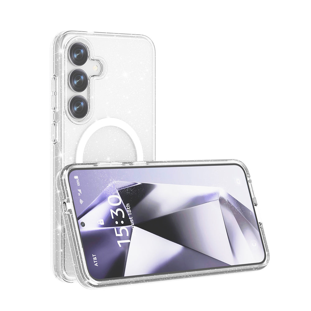 Galaxy S25 Plus Case M-safe Charging Feature Shining Glitter Transparent Colorful Zore Allstar Cover Purple