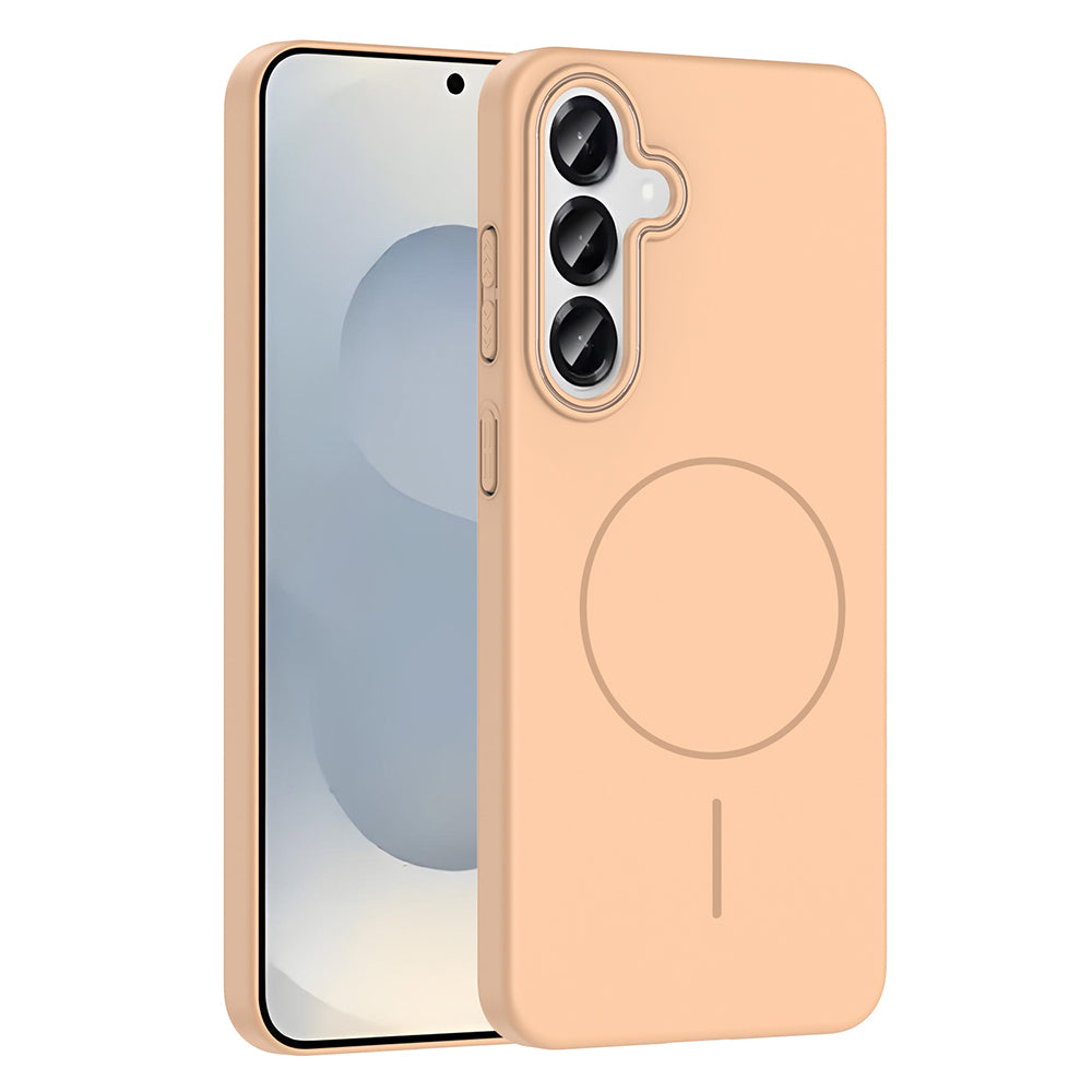 Galaxy S25 Plus Kılıf M-safe Şarj Özellikli Zore Ruby Sert Kapak Desert Titanyum