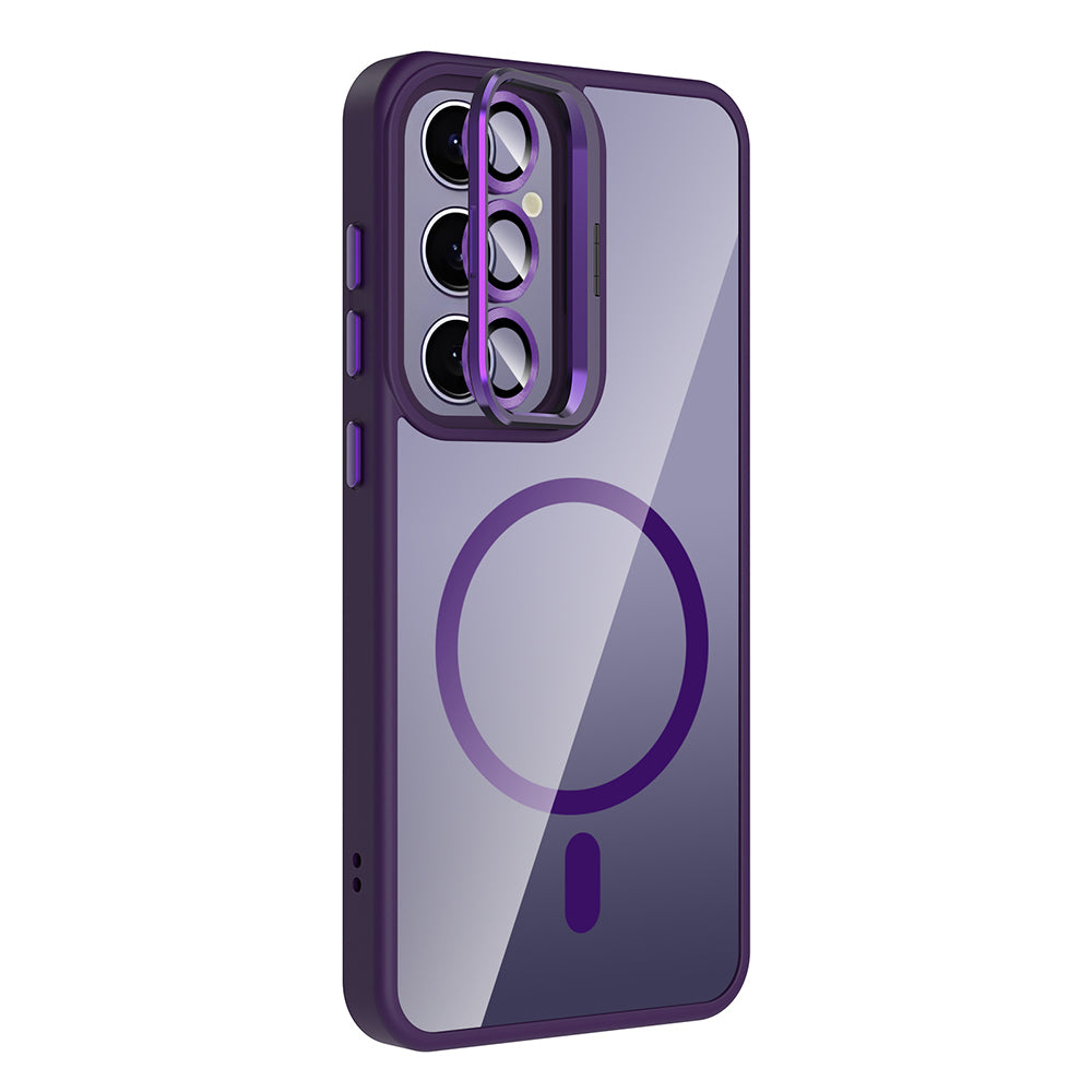 Galaxy S25 Plus Case with Stand and Camera Lens Gift, M-Safe Charging Feature, Zore Etro Cover Black 