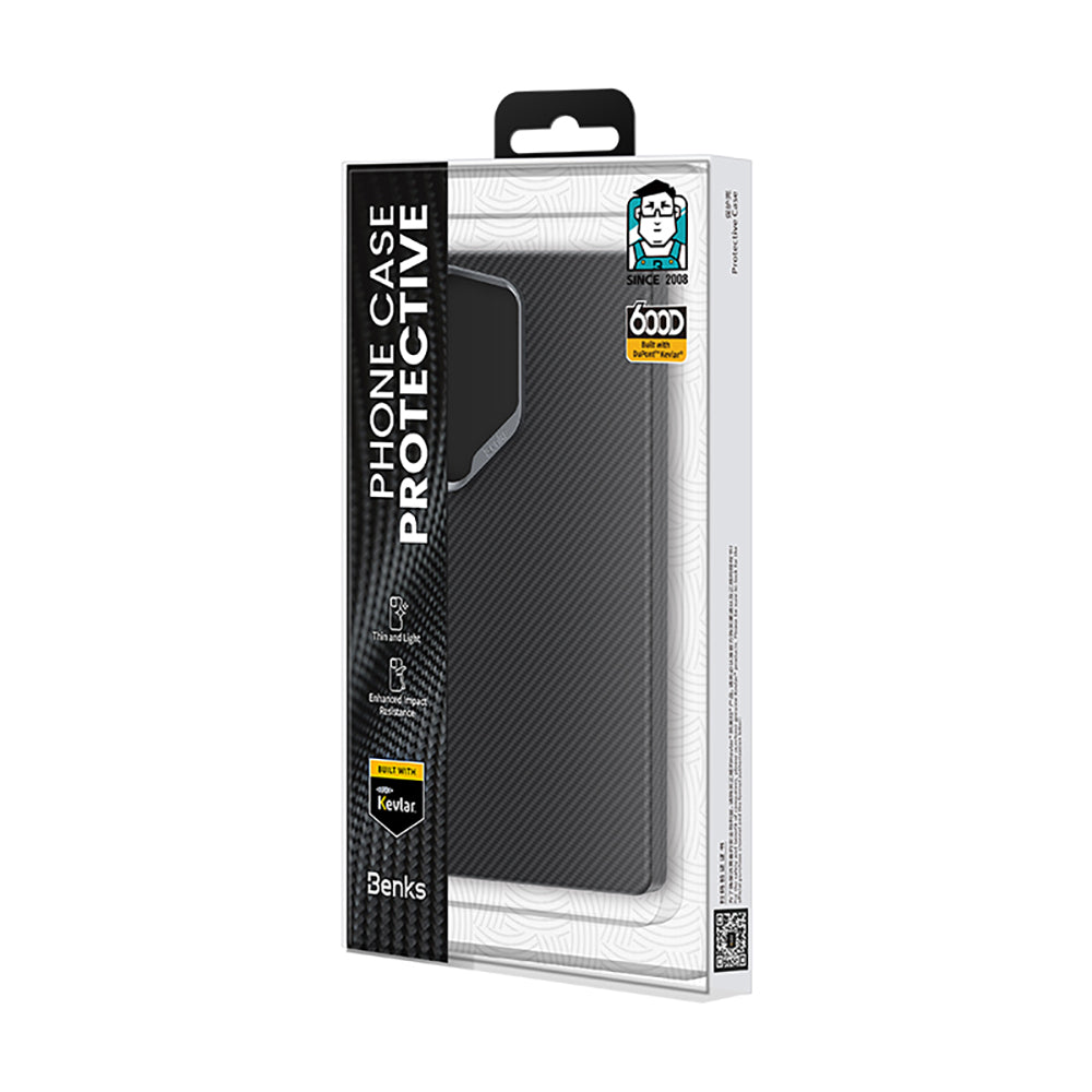Galaxy S25 Ultra Kılıf Benks M-safe Şarj Özellikli Magnetik ArmorAir 600D Kevlar Fiber Kapak Siyah