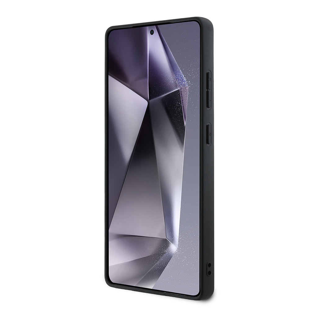 Galaxy S25 Ultra Kılıf DKNY Orjinal Lisanslı M-safe Şarj Özellikli 3D Yazılı Grid Pattern Kapak Gri