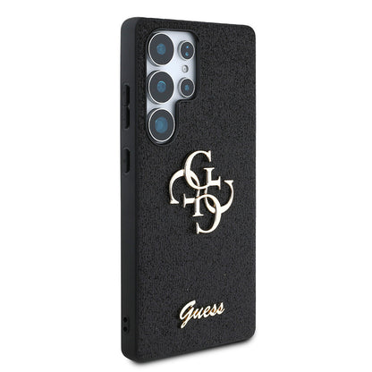 Galaxy S25 Ultra Kılıf Guess Orjinal Lisanslı 4G Büyük Metal Logolu Glitter Kapak Siyah