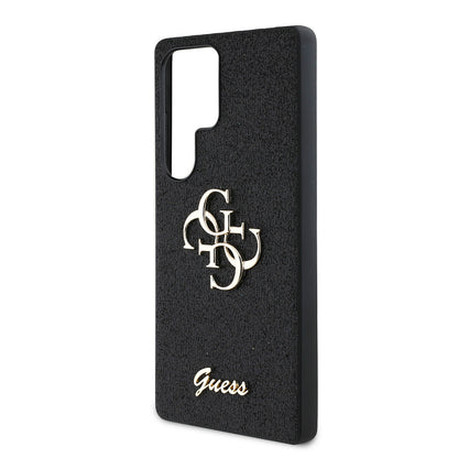 Galaxy S25 Ultra Kılıf Guess Orjinal Lisanslı 4G Büyük Metal Logolu Glitter Kapak Gold