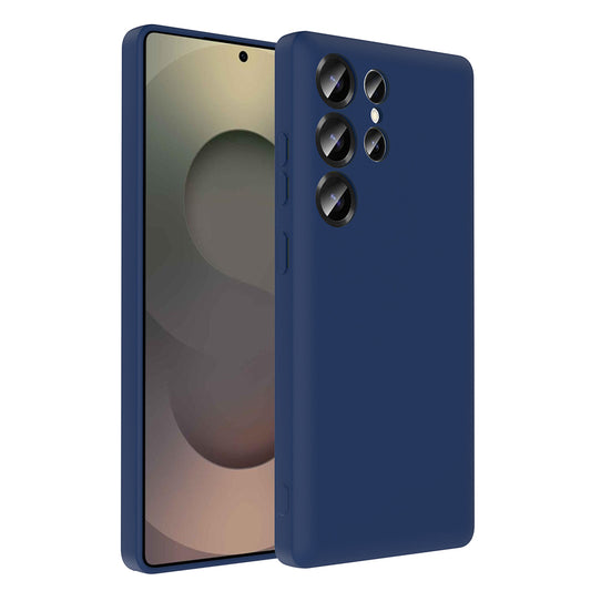 Galaxy S25 Ultra Case Camera Protection Card Holder Zore Vitra Cover Navy Blue