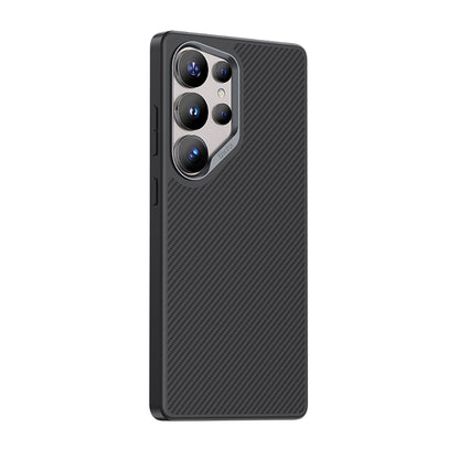 Galaxy S25 Ultra Kılıf Karbon Fiber M-safe Şarj Özellikli Benks Hybrid ArmorPro 600D Kevlar Kapak Siyah