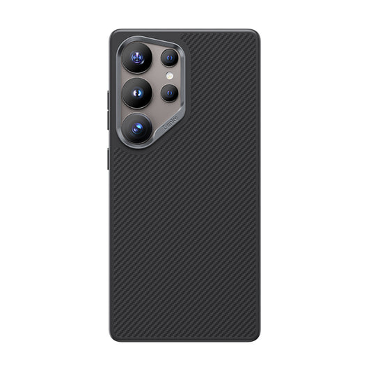 Galaxy S25 Ultra Kılıf Karbon Fiber M-safe Şarj Özellikli Benks Hybrid ArmorPro 600D Kevlar Kapak Siyah