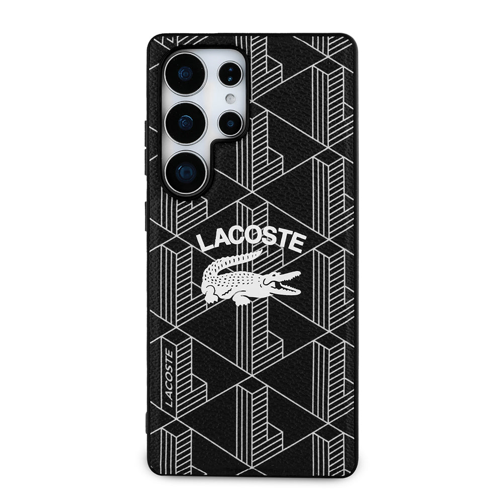 Galaxy S25 Ultra Kılıf Lacoste Orjinal Lisanslı M-safe Şarj Özellikli Mono Vintage Logo Kapak Siyah