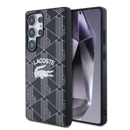 Galaxy S25 Ultra Kılıf Lacoste Orjinal Lisanslı M-safe Şarj Özellikli Mono Vintage Logo Kapak Lacivert