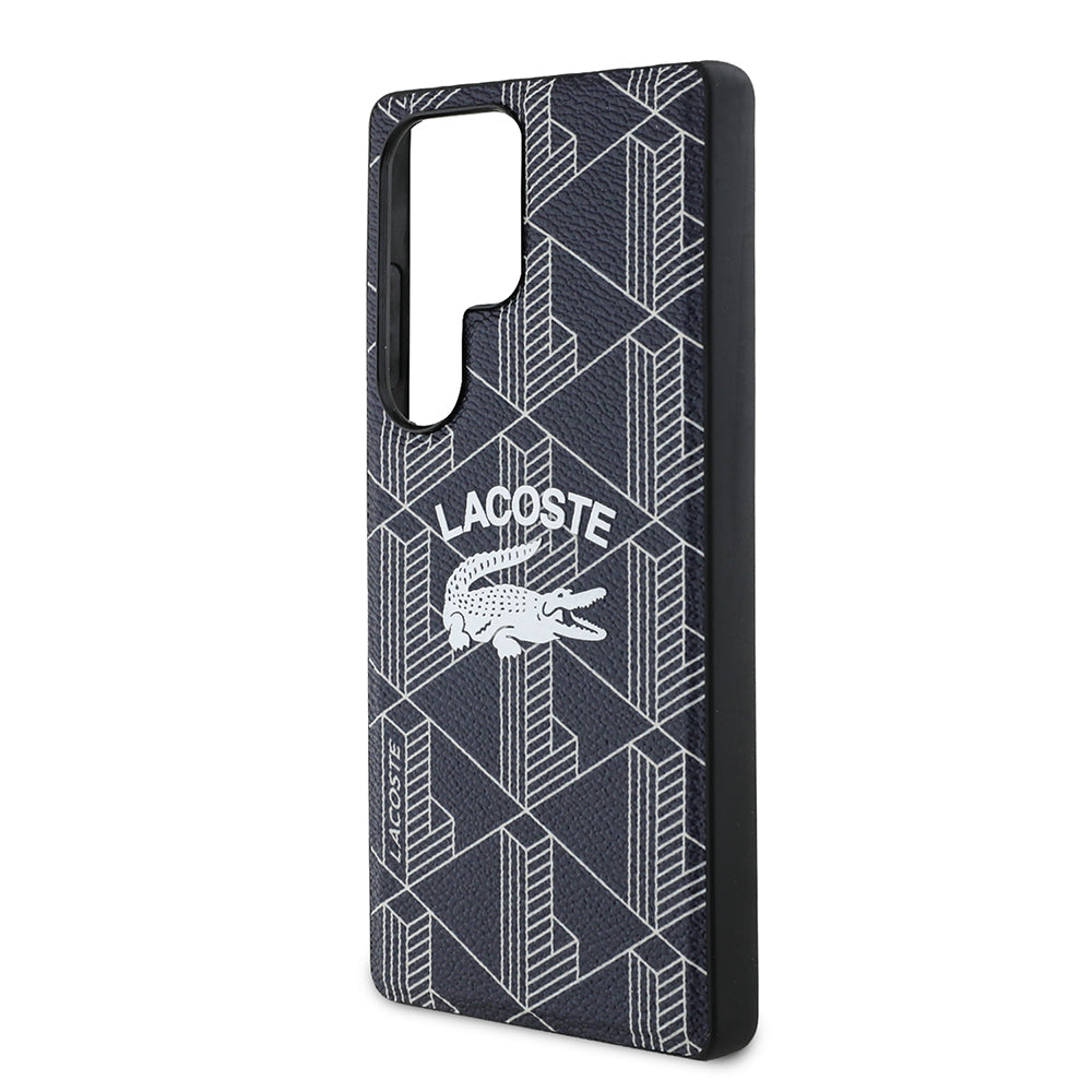 Galaxy S25 Ultra Kılıf Lacoste Orjinal Lisanslı M-safe Şarj Özellikli Mono Vintage Logo Kapak Lacivert