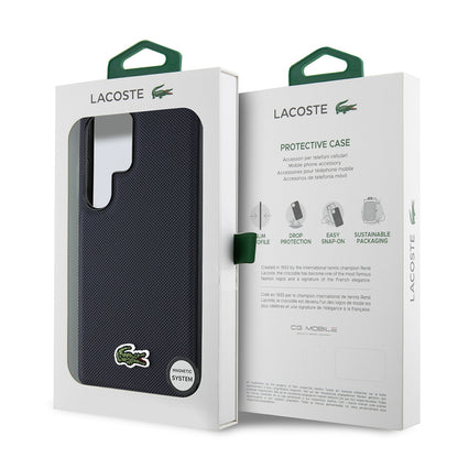 Galaxy S25 Ultra Kılıf Lacoste Orjinal Lisanslı PU Pike Desenli Arka Yüzey İkonik Timsah Dokuma Logolu Kapak Yeşil