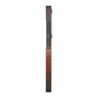 Galaxy S25 Ultra Kılıf M-safe Şarj Özellikli Aramid Fiber Pitaka Tactile Woven Sunset-Moonrise Serisi Kapak Kahverengi