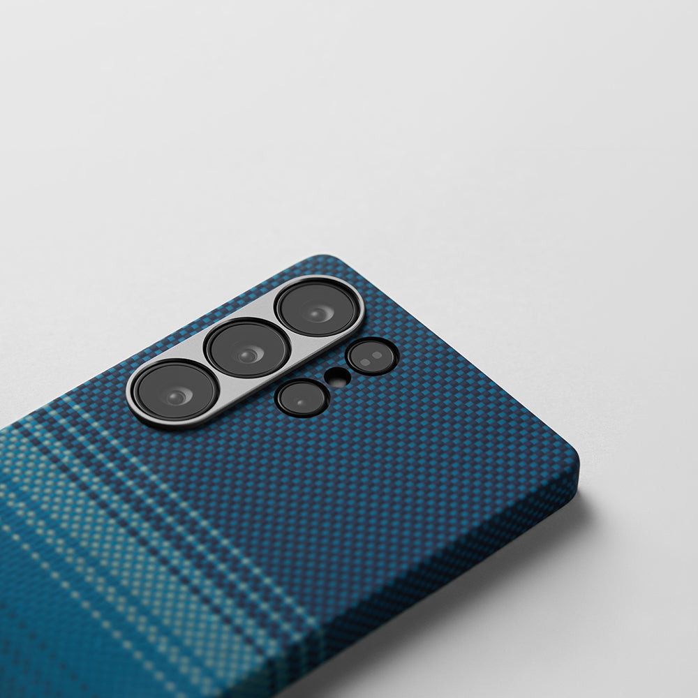 Galaxy S25 Ultra Kılıf M-safe Şarj Özellikli Aramid Fiber Pitaka Tactile Woven Sunset-Moonrise Serisi Kapak Kahverengi