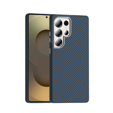 Galaxy S25 Ultra Case with M-safe Charging Function Carbon Fiber Look Zore Gros Cover Navy Blue 