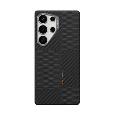 Galaxy S25 Ultra Kılıf M-safe Şarj Özellikli 600D Metal Kamera Çerçeveli Raptic Aramid Fiber Croxx Mondrian Serisi Kapak Siyah