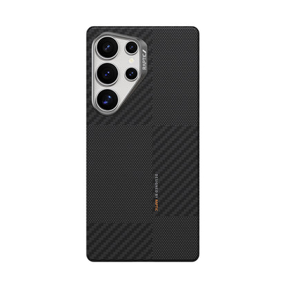Galaxy S25 Ultra Kılıf M-safe Şarj Özellikli 600D Metal Kamera Çerçeveli Raptic Aramid Fiber Croxx Mondrian Serisi Kapak Siyah
