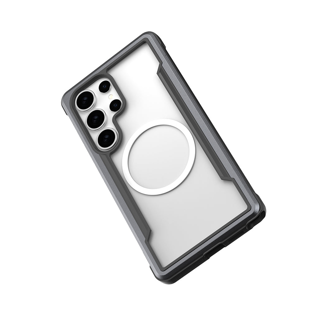 Galaxy S25 Ultra Kılıf M-safe Şarj Özellikli Airbagli Raptic Shield Serisi Şeffaf Arka Yüzey Kapak Kırmızı