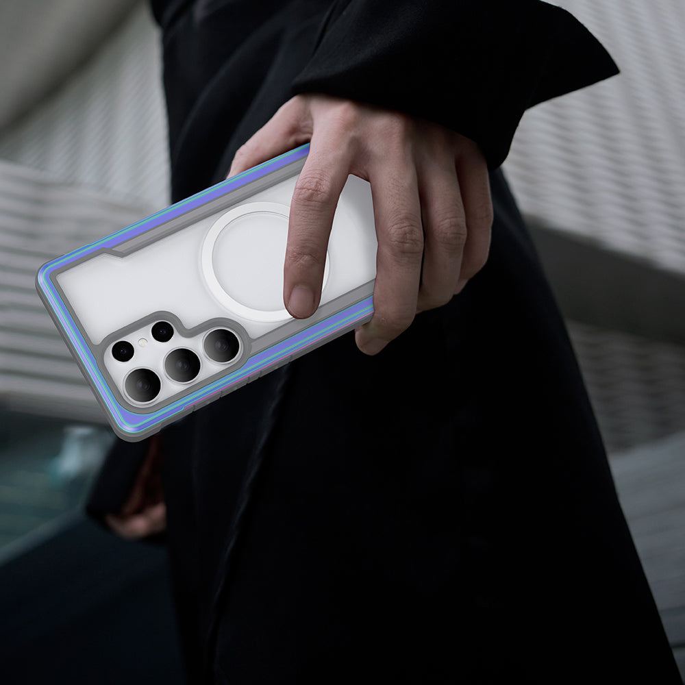 Galaxy S25 Ultra Kılıf M-safe Şarj Özellikli Airbagli Raptic Shield Serisi Şeffaf Arka Yüzey Kapak Siyah