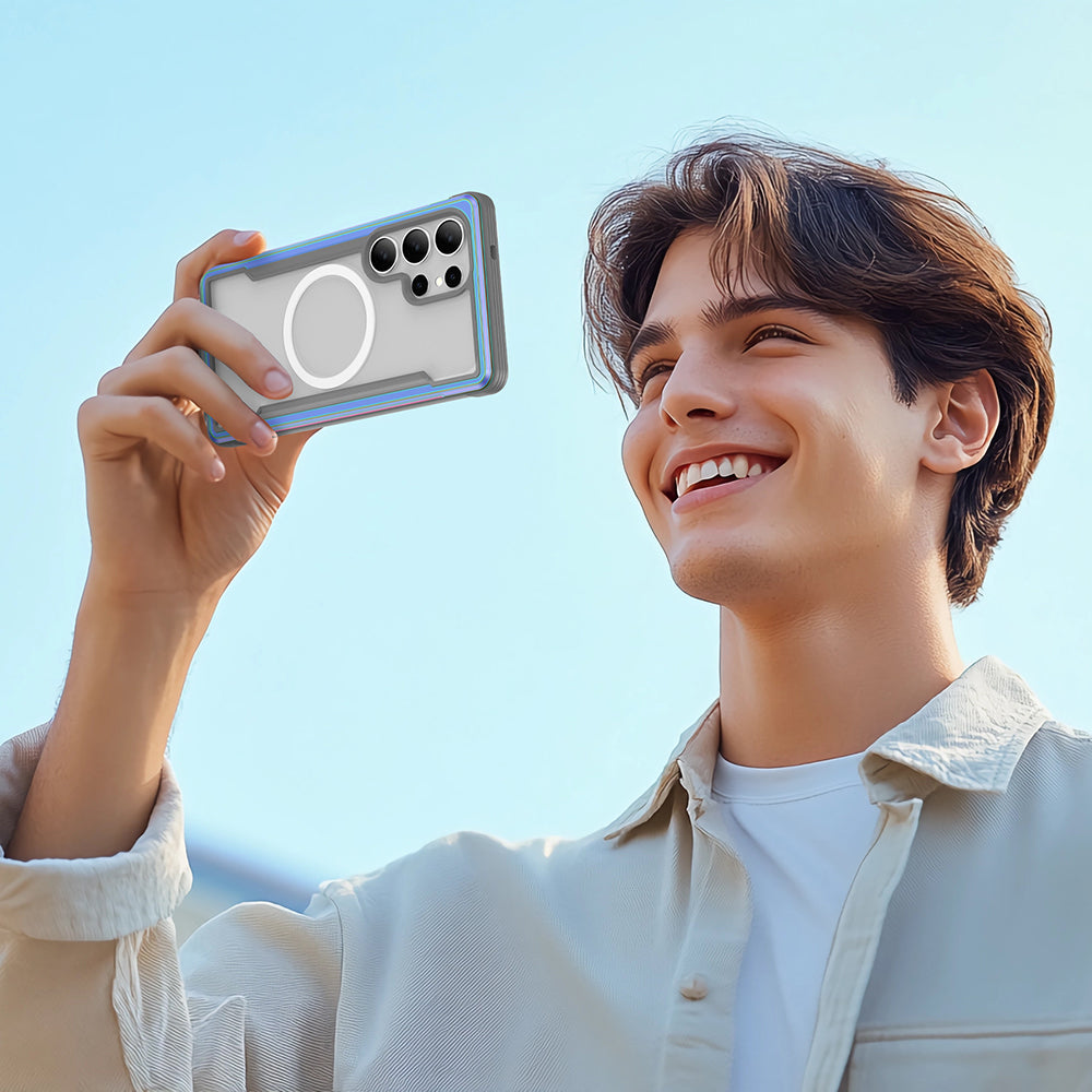 Galaxy S25 Ultra Kılıf M-safe Şarj Özellikli Airbagli Raptic Shield Serisi Şeffaf Arka Yüzey Kapak Siyah