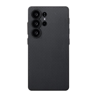 Galaxy S25 Ultra Kılıf M-safe Şarj Özellikli Aramid Fiber 3 Fonksiyon Butonlu Pitaka PinButton Serisi Kapak Siyah-Gri
