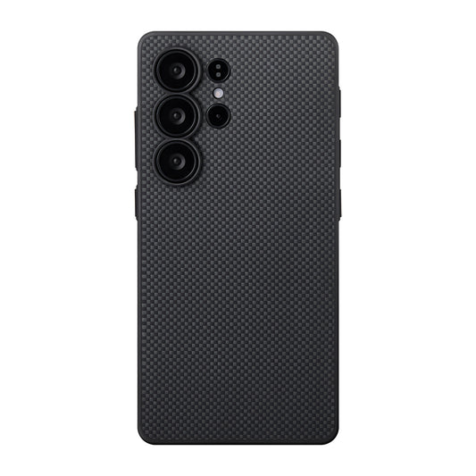 Galaxy S25 Ultra Kılıf M-safe Şarj Özellikli Aramid Fiber 3 Fonksiyon Butonlu Pitaka PinButton Serisi Kapak Siyah-Gri