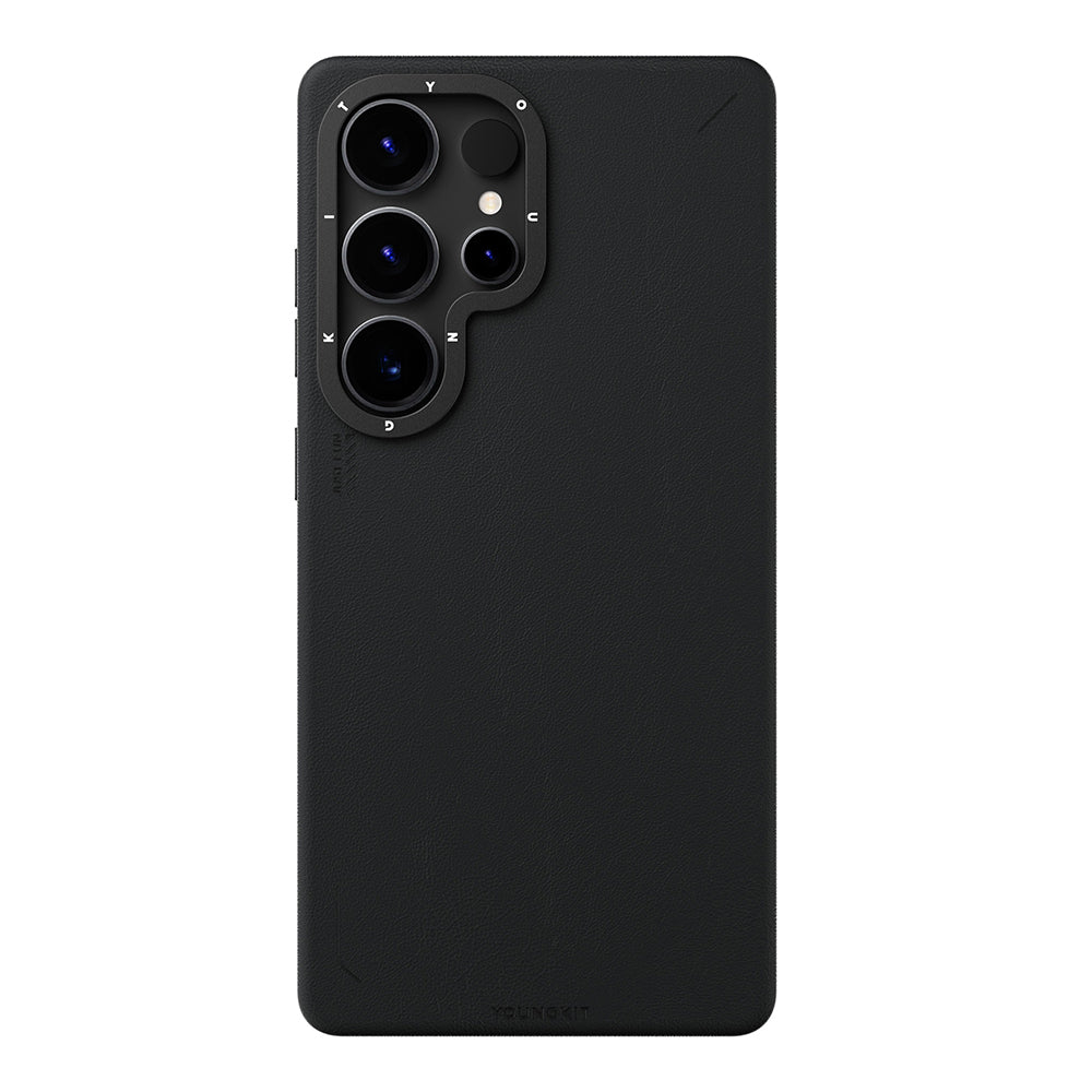 Galaxy S25 Ultra Kılıf M-safe Şarj Özellikli Basit Mat Deri Desenli Youngkit Tech Fashion Serisi Kapak Gümüş