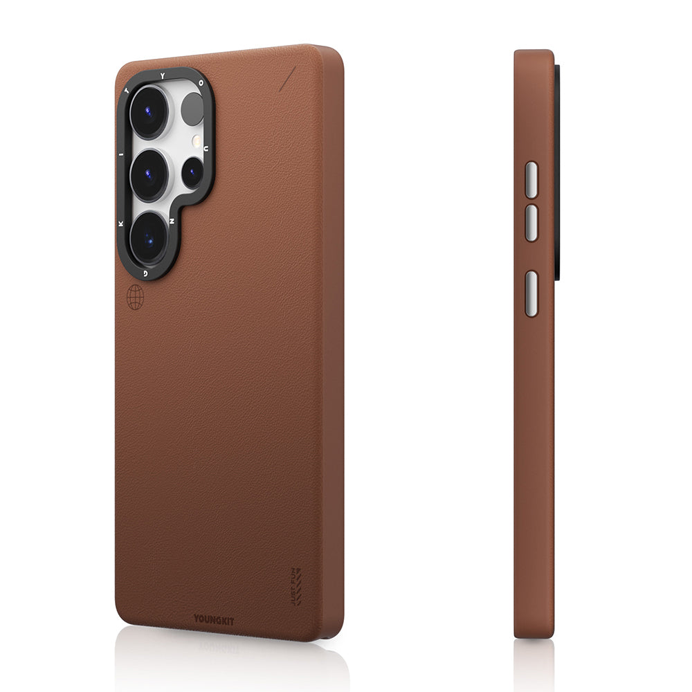 Galaxy S25 Ultra Kılıf M-safe Şarj Özellikli Basit Mat Deri Desenli Youngkit Tech Fashion Serisi Kapak Gümüş