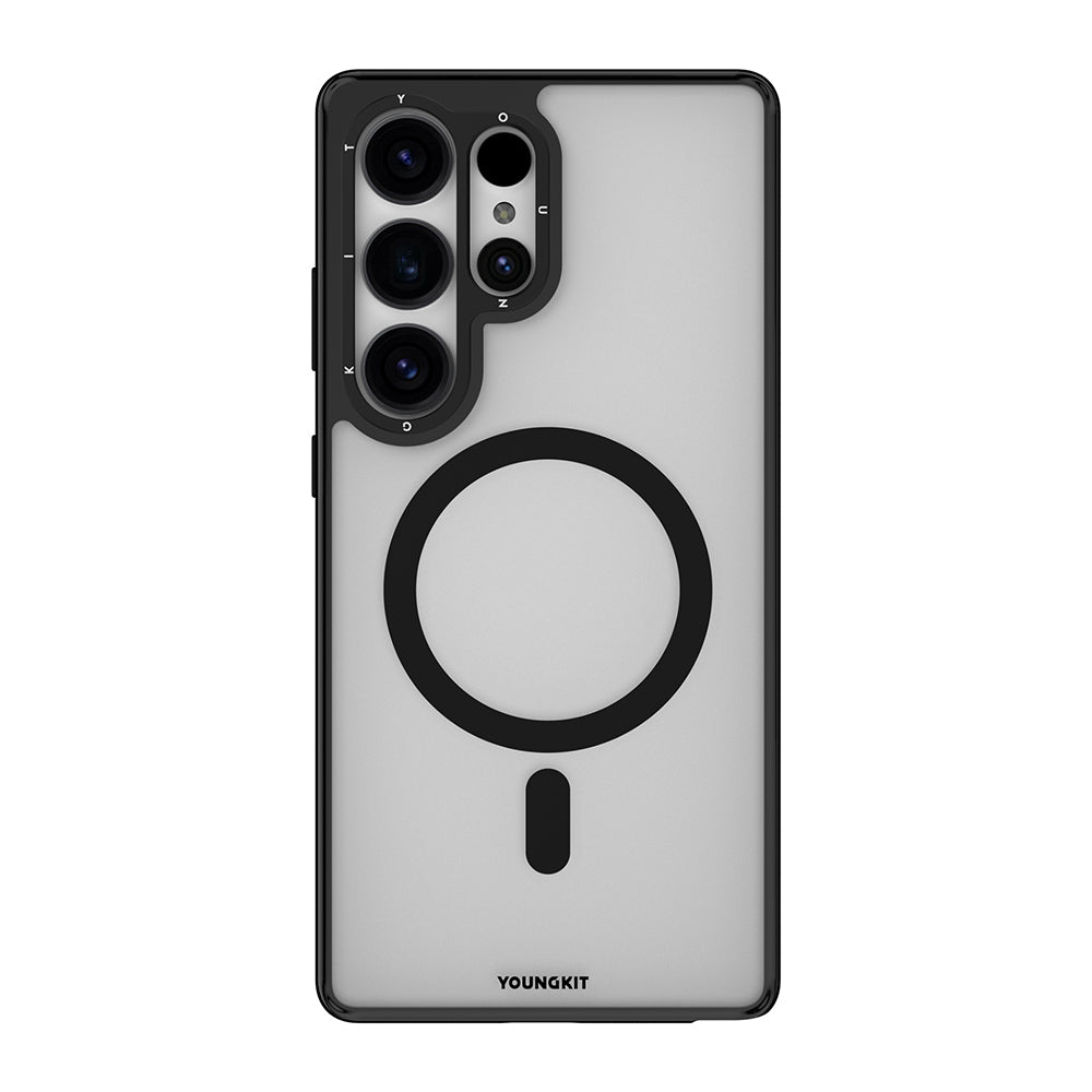 Galaxy S25 Ultra Kılıf M-safe Şarj Özellikli Cam Arka Yüzey TPU Youngkit Gemstone Serisi Kapak
