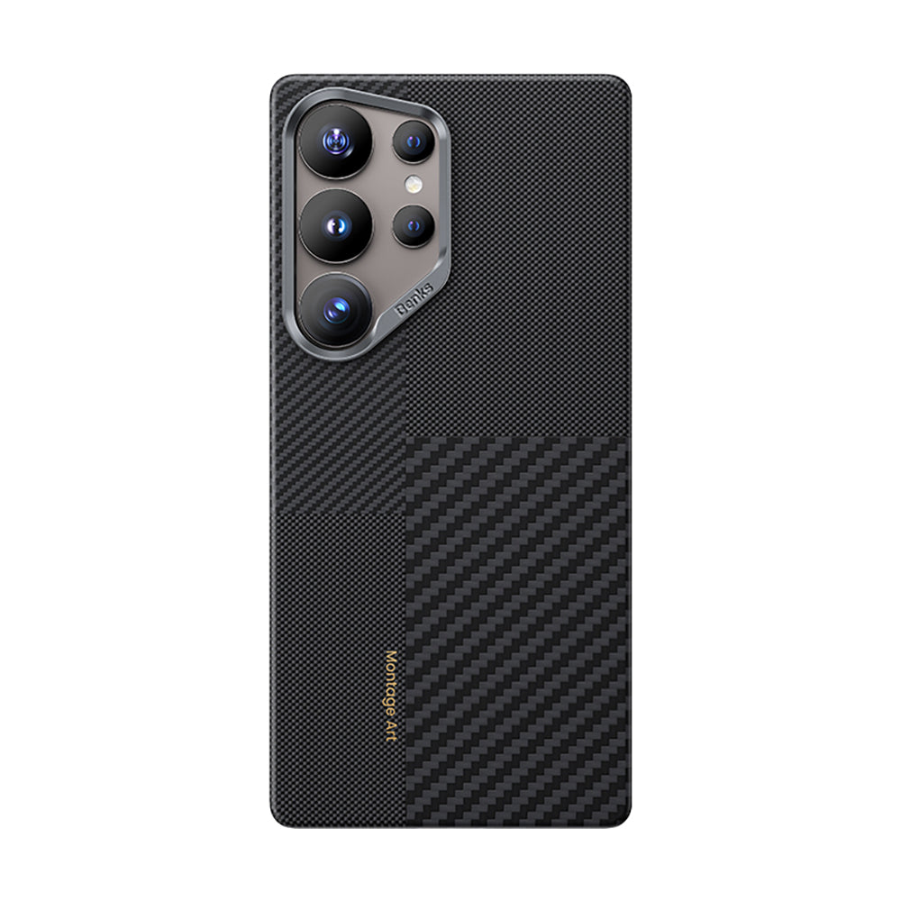 Galaxy S25 Ultra Kılıf M-safe Şarj Özellikli Karbon Fiber Benks Montage ArmorAir Kevlar Kapak Siyah