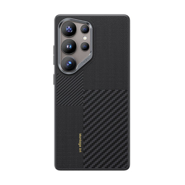 Galaxy S25 Ultra Kılıf M-safe Şarj Özellikli Karbon Fiber Benks Montage Hybrid ArmorPro Kevlar Kapak Siyah