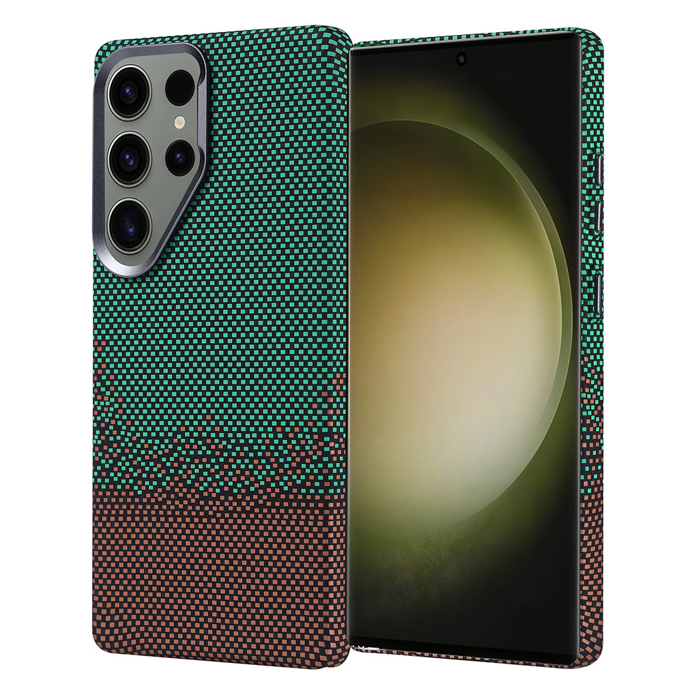 Galaxy S25 Ultra Case M-safe Charging Function Carbon Fiber Look Zore Nekst Cover Green 