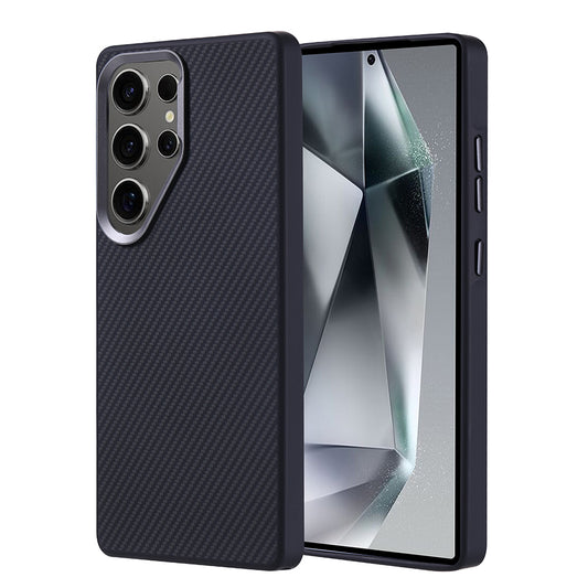 Galaxy S25 Ultra Case with M-safe Charging Function Carbon Fiber Look Zore Troy Cover Black 