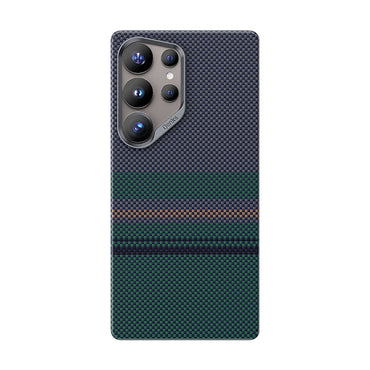 Galaxy S25 Ultra Kılıf M-safe Şarj Özellikli Karbon Fiber Tasarımlı Benks Aurora ArmorAir Kevlar Kapak Yeşil