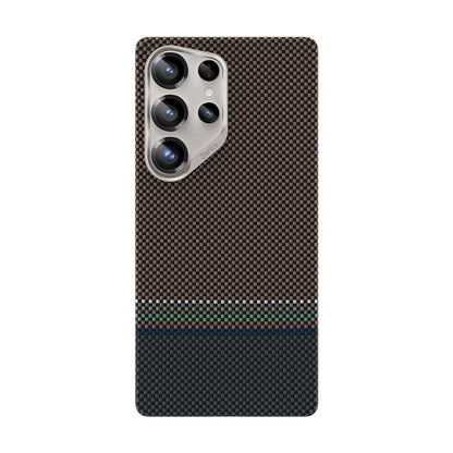 Galaxy S25 Ultra Kılıf M-safe Şarj Özellikli Karbon Fiber Tasarımlı Benks Prestige ArmorAir Kevlar Kapak Gold