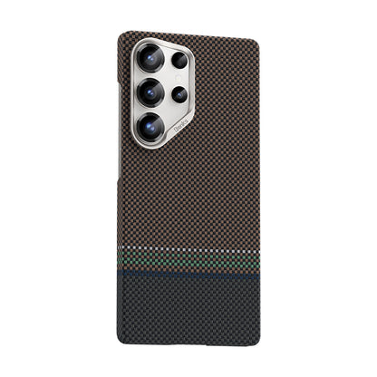 Galaxy S25 Ultra Kılıf M-safe Şarj Özellikli Karbon Fiber Tasarımlı Benks Prestige ArmorAir Kevlar Kapak Gold