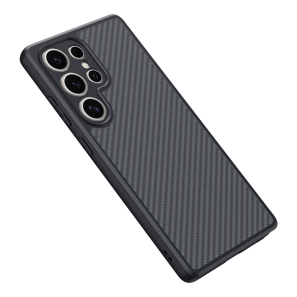 Galaxy S25 Ultra Case with M-safe Charging Function Carbon Fiber Design Zore Elnino Cover Black