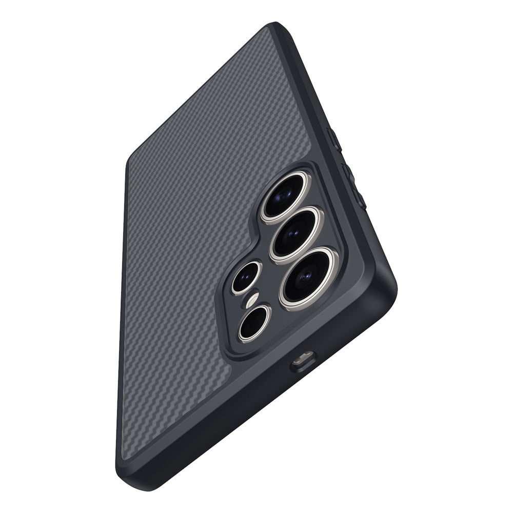 Galaxy S25 Ultra Case with M-safe Charging Function Carbon Fiber Design Zore Elnino Cover Black