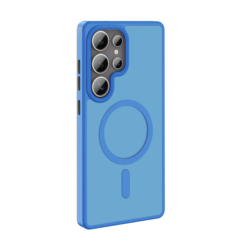 Galaxy S25 Ultra Case M-safe Charging Matte Back Surface Zore Sio Cover Blue 
