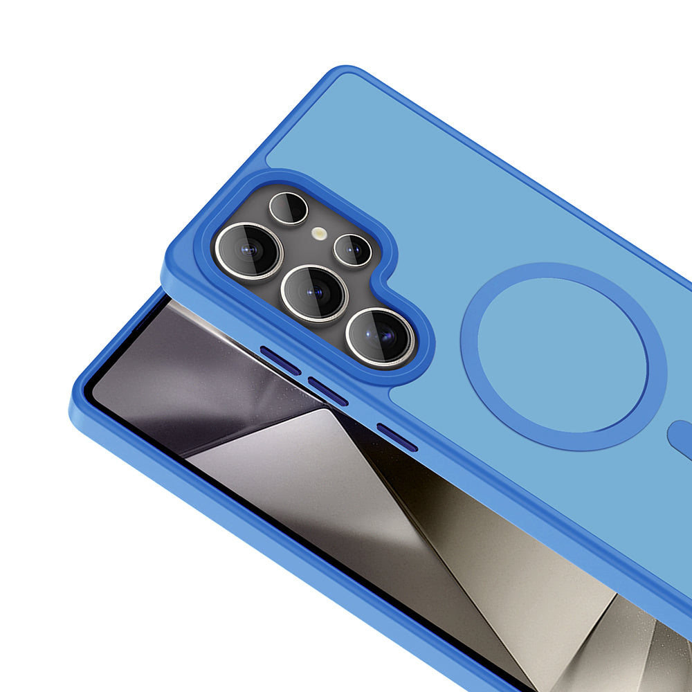 Galaxy S25 Ultra Case M-safe Charging Matte Back Surface Zore Sio Cover Blue 