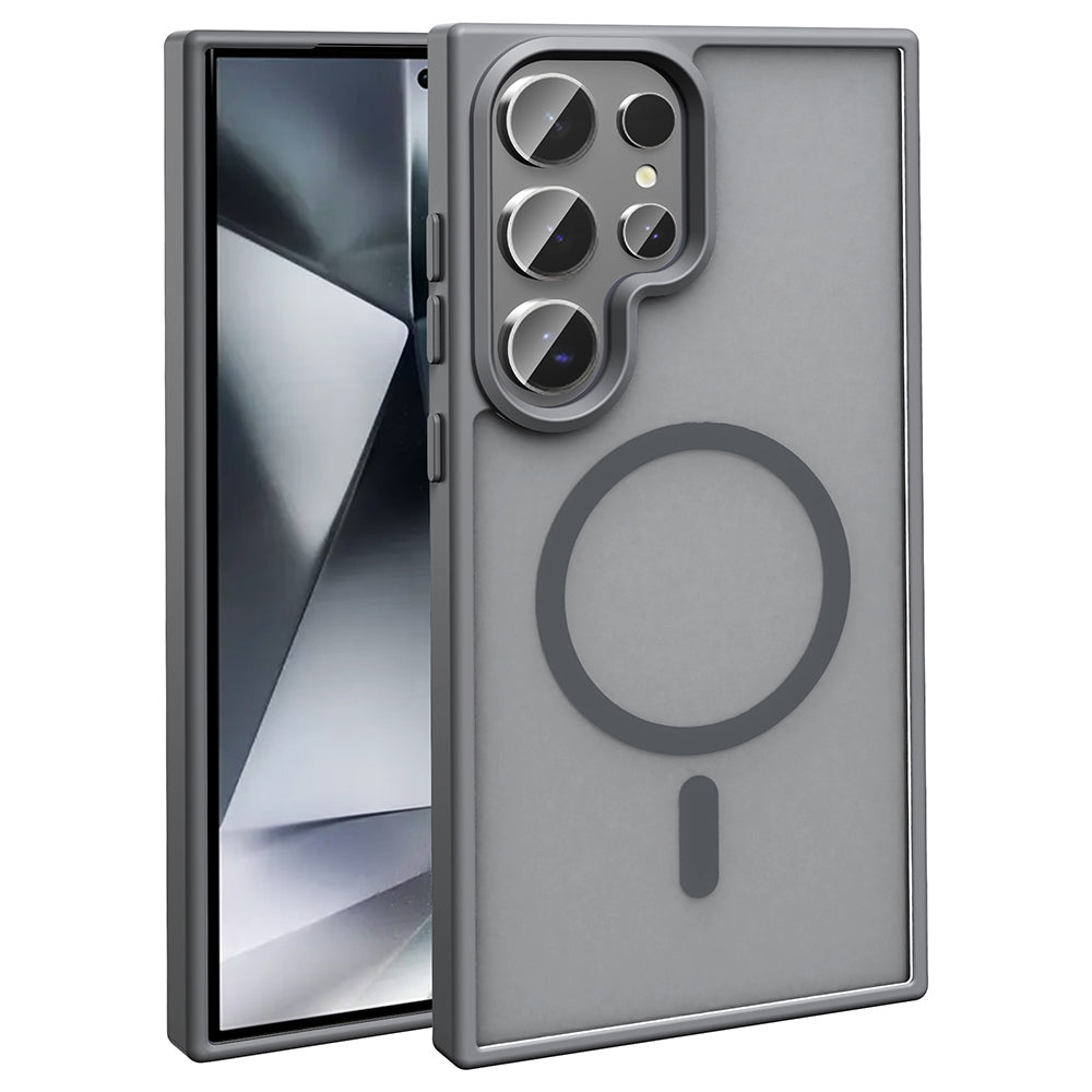 Galaxy S25 Ultra Case M-safe Charging Feature Matte Back Surface Zore Sio Cover Gray 