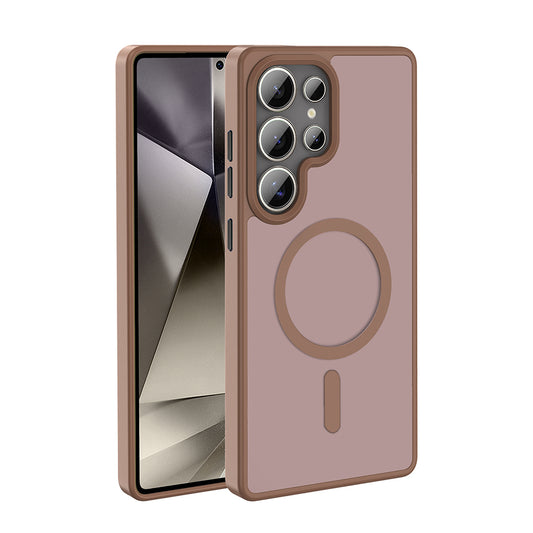 Galaxy S25 Ultra Case M-safe Charging Feature Matte Back Surface Zore Sio Cover Beige 