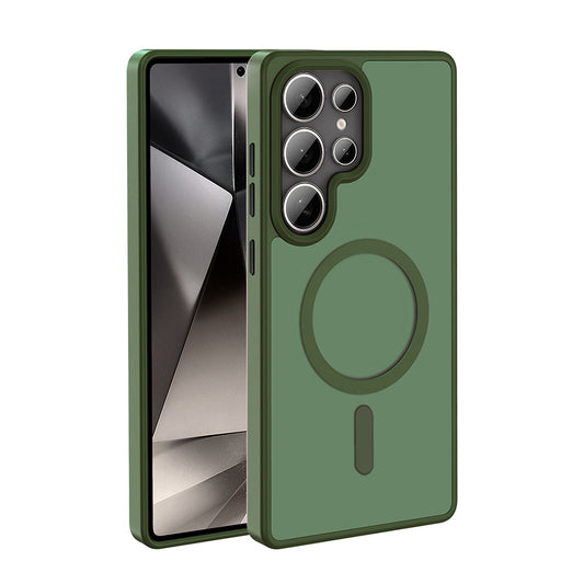 Galaxy S25 Ultra Case M-safe Charging Feature Matte Back Surface Zore Sio Cover Dark Green 