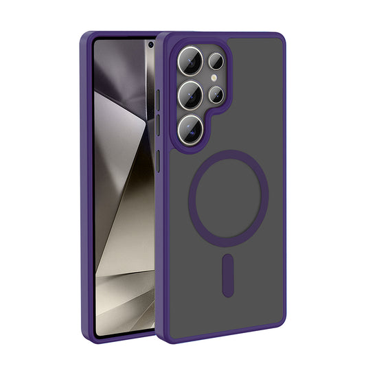 Galaxy S25 Ultra Case M-safe Charging Feature Matte Back Surface Zore Sio Cover Deep Purple 