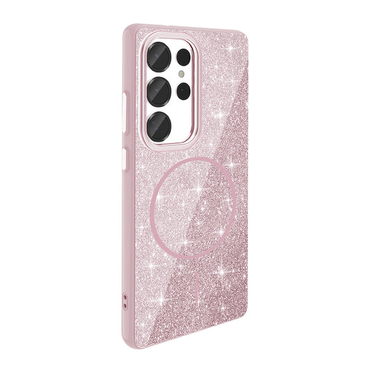 Galaxy S25 Ultra Case M-safe Charging Feature Shining Glitter Zore Oxo Cover Pink