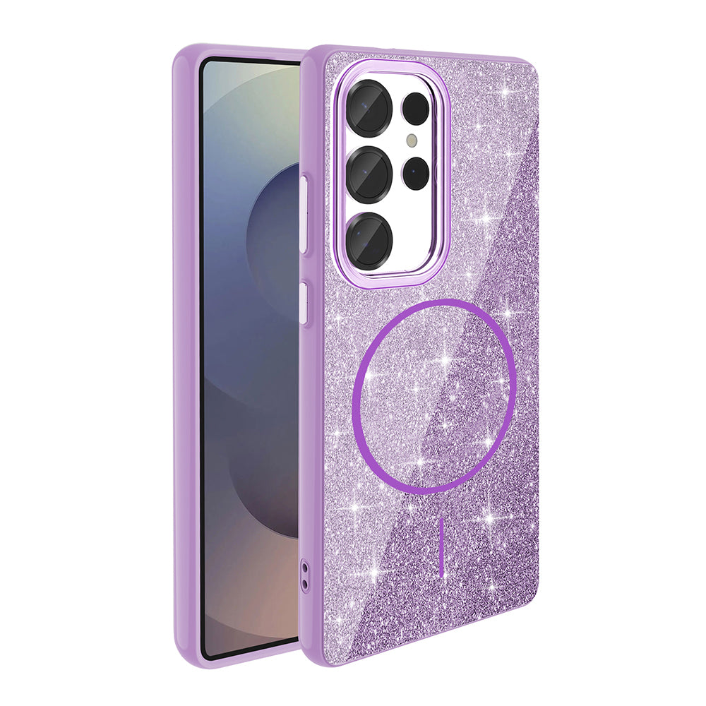 Galaxy S25 Ultra Case M-safe Charging Feature Shining Glitter Zore Oxo Cover Deep Purple