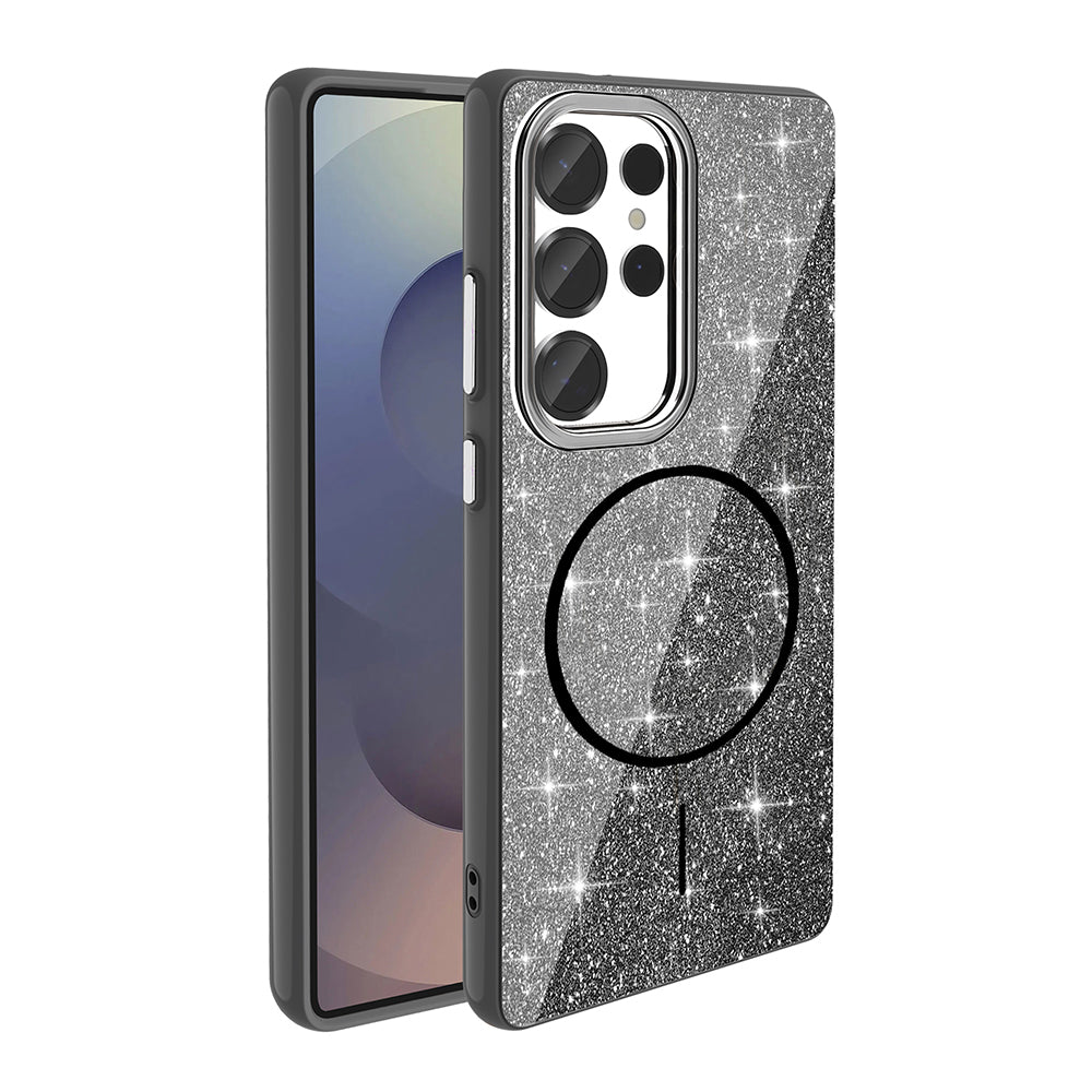 Galaxy S25 Ultra Case M-safe Charging Feature Shining Glitter Zore Oxo Cover Black