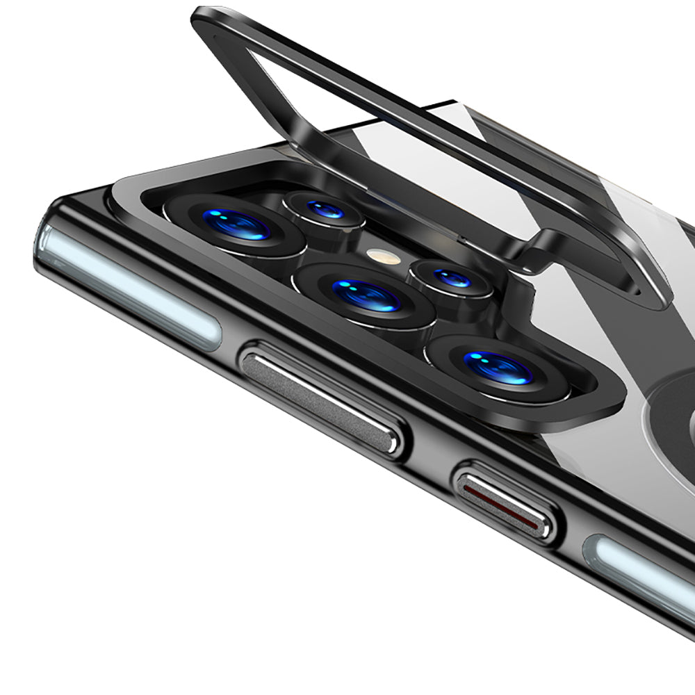 Galaxy S25 Ultra Kılıf M-safe Şarj Özellikli Wlons Standlı Efsane Kapak Gri