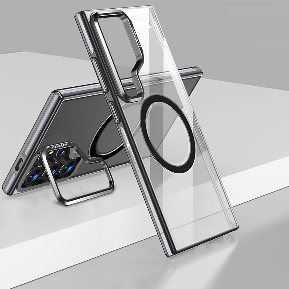 Galaxy S25 Ultra Kılıf M-safe Şarj Özellikli Wlons Standlı Efsane Kapak Gri